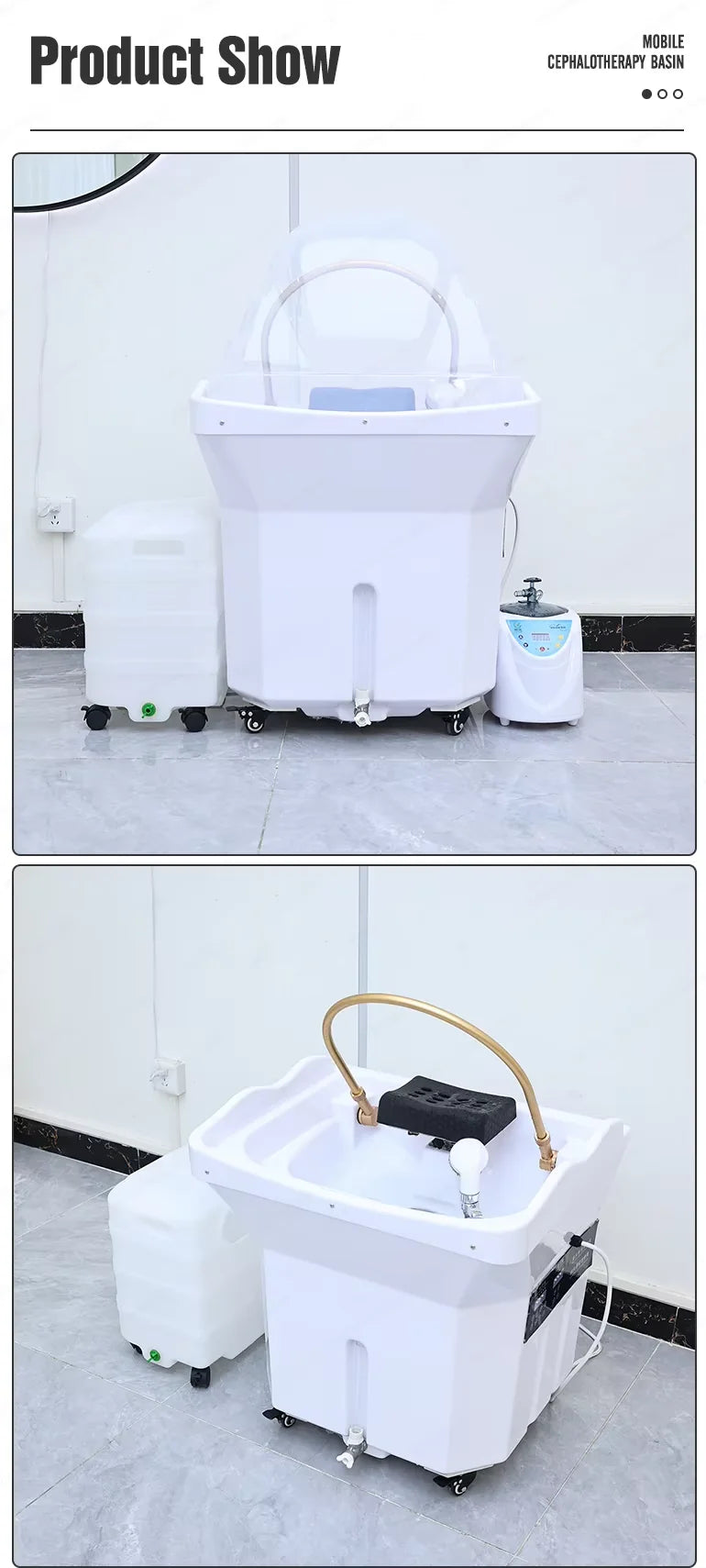 Bewegliches tragbares Kopf-Spa-Shampoo-Becken, multifunktionale Hydrotherapie-Räucherungsmaschine, Wasserkreislauf-Design, hohe Qualität