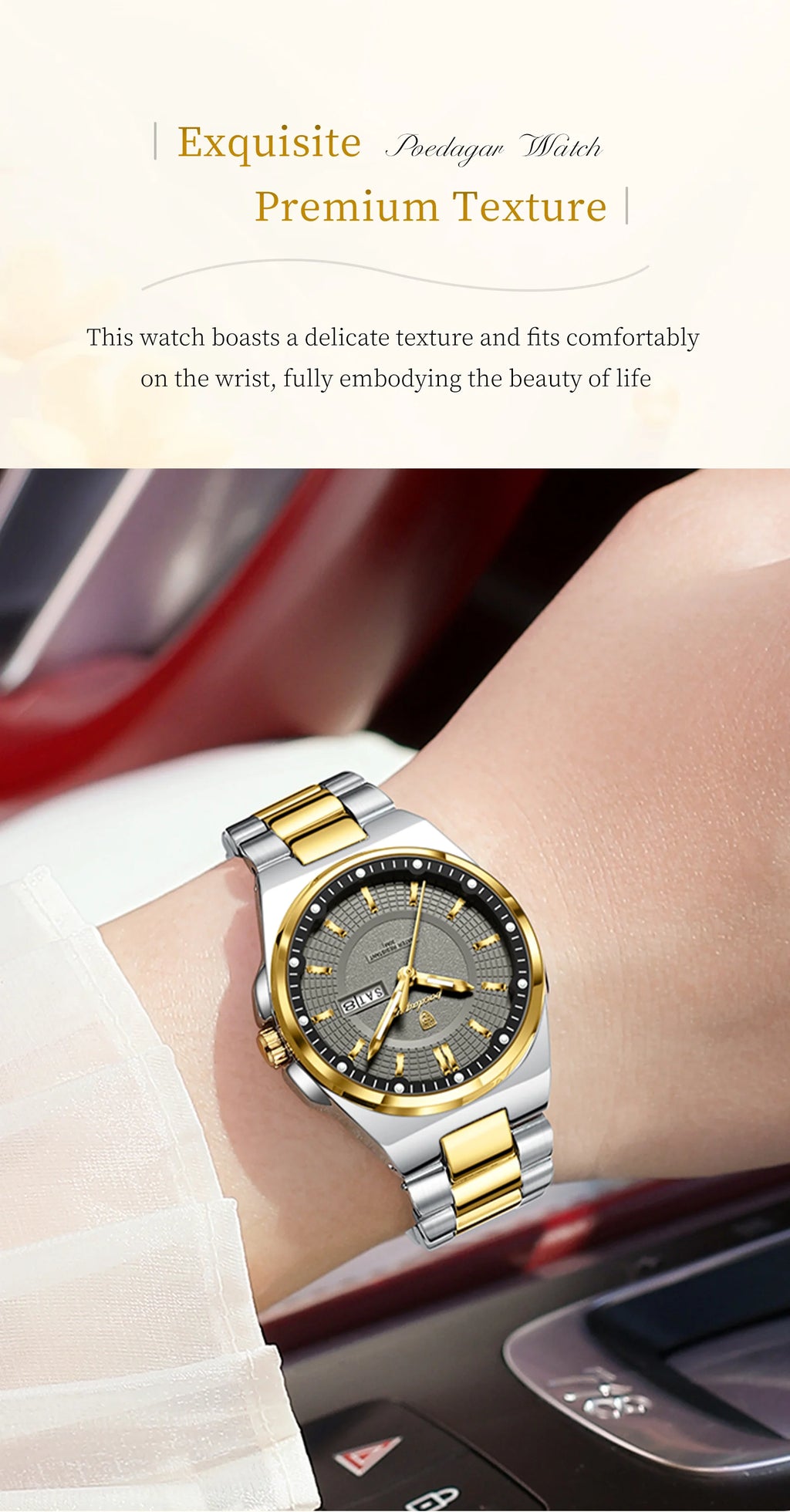 POEDAGAR Fashion Damen-Armbanduhr, Top Elegant, Woche, Datum, Damen-Uhr, Quarz, Edelstahl, Leuchtend, Wasserdicht, Damenuhren, Reloj