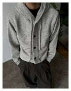 Neue lässige Luxus Strickjacke mit Kapuze für Herren Koreanische Mode Lockerer Cardigan mit Knopfleiste Y2K Vintage Streetwear Strickwaren Mantel