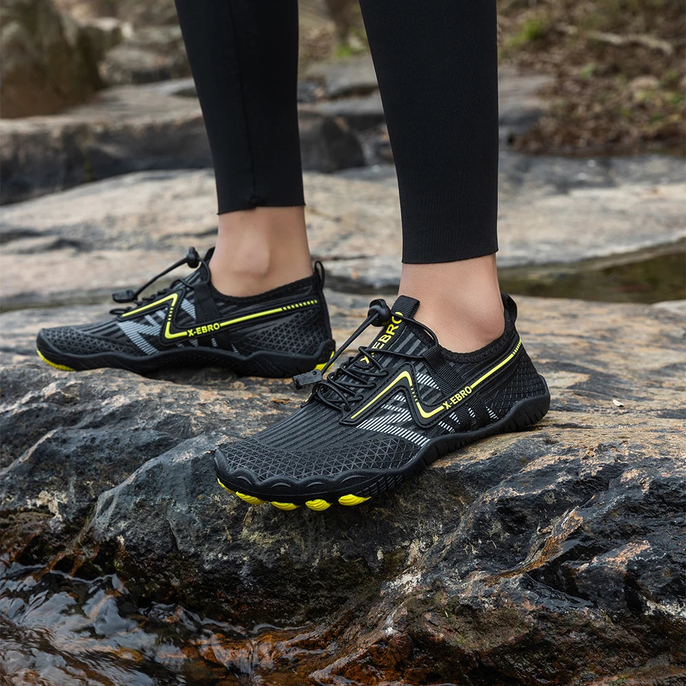 Oiaano Barfußschuhe Herren Schwarz Damen Wassernetz Minimalistische Sneaker Sport Aqua Strand Weiche Sohle Leicht Atmungsaktiv Outdoor Wandern