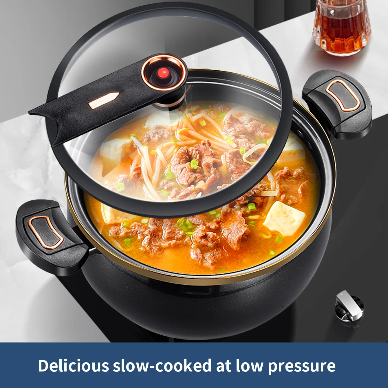 1 Piece of Fat Daddy Micro Pressure Cooker, 7L Large Capacity, 26cm, Suitable for Home Use, Multi-Functional Non-Stick Pot for Stewing and Cooking Soup, Compatible with Induction Cookers and Gas Stoves