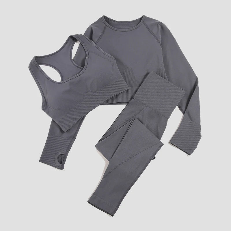 WAREBALL 2/3/4-teiliges Nahtloses Yoga-Set Sportkleidung Yoga-Anzüge für Frauen Fitness-Set Trainingsanzüge Sport-BH Gym Leggings
