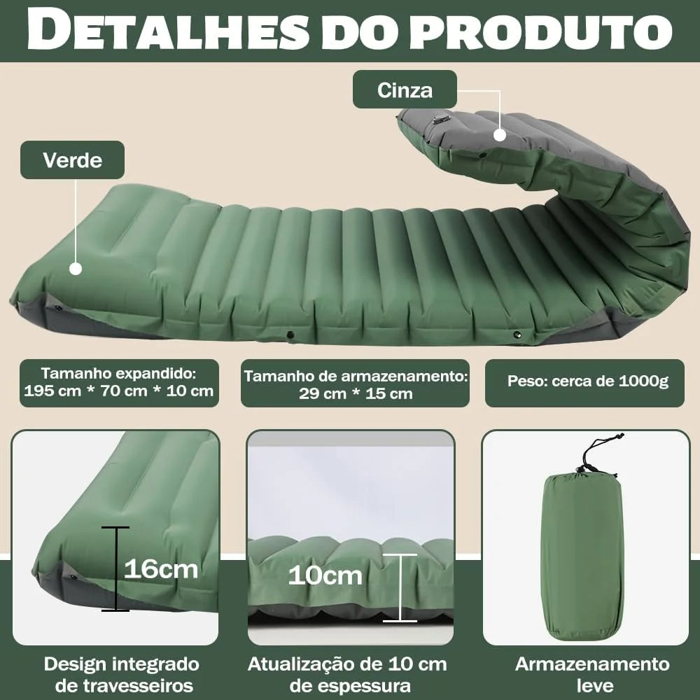 Extra dickes, 10 cm hohes Camping-Schlafpolster, selbstaufblasende Outdoor-Campingmatten, miteinander verbindbares Schlafpolster zum Wandern und Angeln