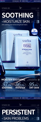 10er-Pack Vitamin B5 Tuchmaske 25ml - Feuchtigkeitsspendend & Beruhigend, Tiefenwirksame Feuchtigkeitspflege für strahlende Haut, Zieht schnell ein