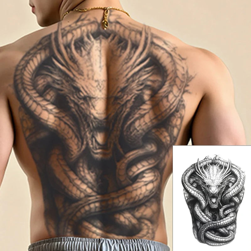 Magic Juice Tinte Wasserdichte Tattoo Aufkleber Große Größe Kräutersaft Temporäre Tattoos Männer Body Art Drache Tiger