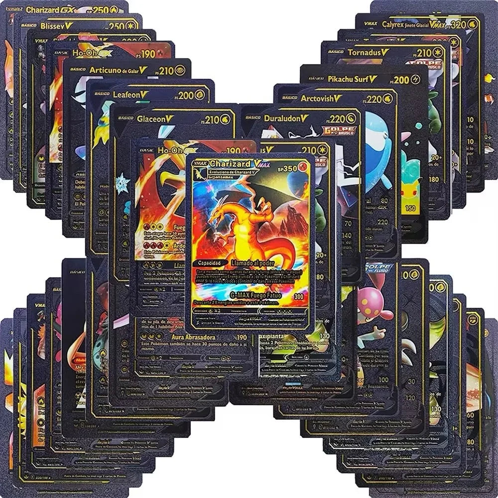 30-165 Stück Gold Pokemon Bunte Kartenset Schwarz Vmax Vstar Silber GX Box Pikachu Carta Glurak Deutsch Französisch Spanisch Spielkarten