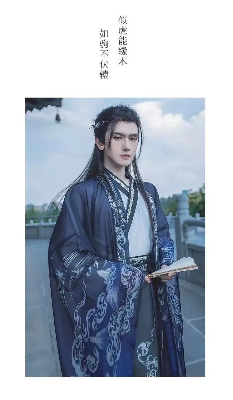 Originelles Chinesisches Blumenwolken Hanfu Kleid Herren Damen Traditionelles Weijin-Perioden Farbverlauf Kostüm Nischen Fee Cosplay Kleidung
