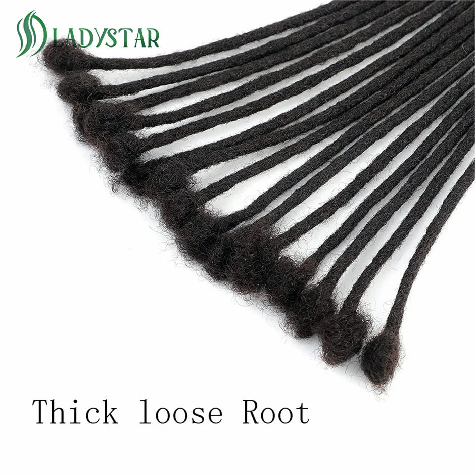 Echthaar-Dreadlocks-Extensions Brasilianisches Echthaar Dreadlocks Handgefertigte Dreadlocks für Frauen/Männer 8-24 Zoll