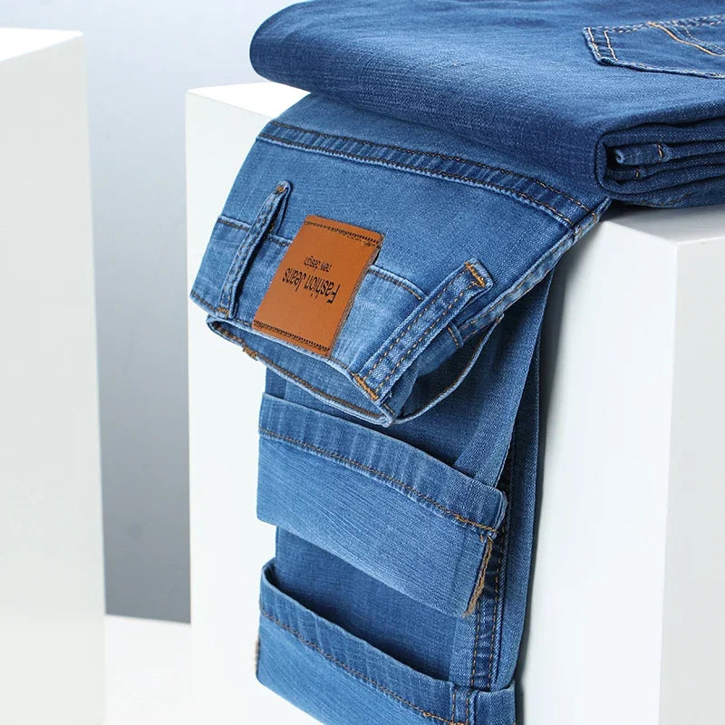 Herrenhose Büro Business Jeans Herren Klassische Blau Schwarz Baumwolle Stretch Straight Denim Hose Herren Marken Hosen