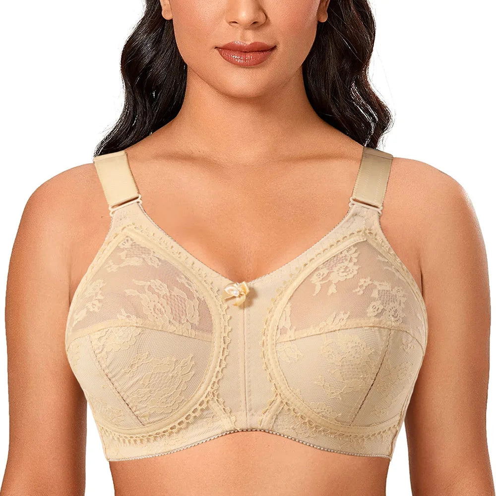 Large Size Sexy Bra for Women Ladies Underwear Translucent Lace Chiffon Wireless Minimizer Lingerie Brassiere Bralette Tops