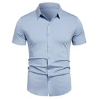 Herren Stretch Hemd Bügelfreie Hemden Regular Fit Kurzarm Stretch Business Casual Button-Down Hemden