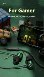Gamer kabelgebundene Kopfhörer Gaming kabelgebundene Ohrhörer Metall HiFi Bass Stereo 3,5mm Ohrhörer Earbud für Handy Computer Mikrofon L-Klinke magnetisch