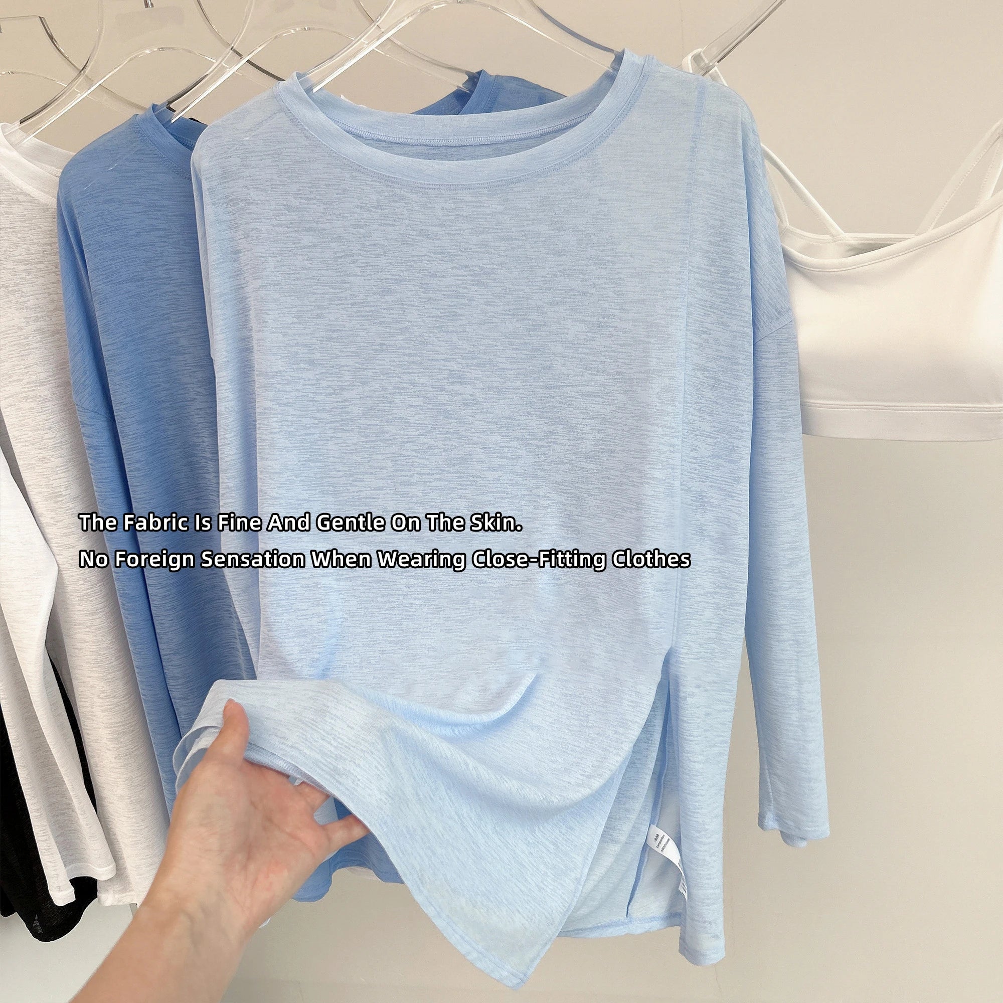 Atmungsaktives langärmliges Yoga-Cover-up, leichtes, schnell trocknendes Lauftop für Damen, lockere Passform, schlicht, Sport, Fitness, Outdoor, Freizeit