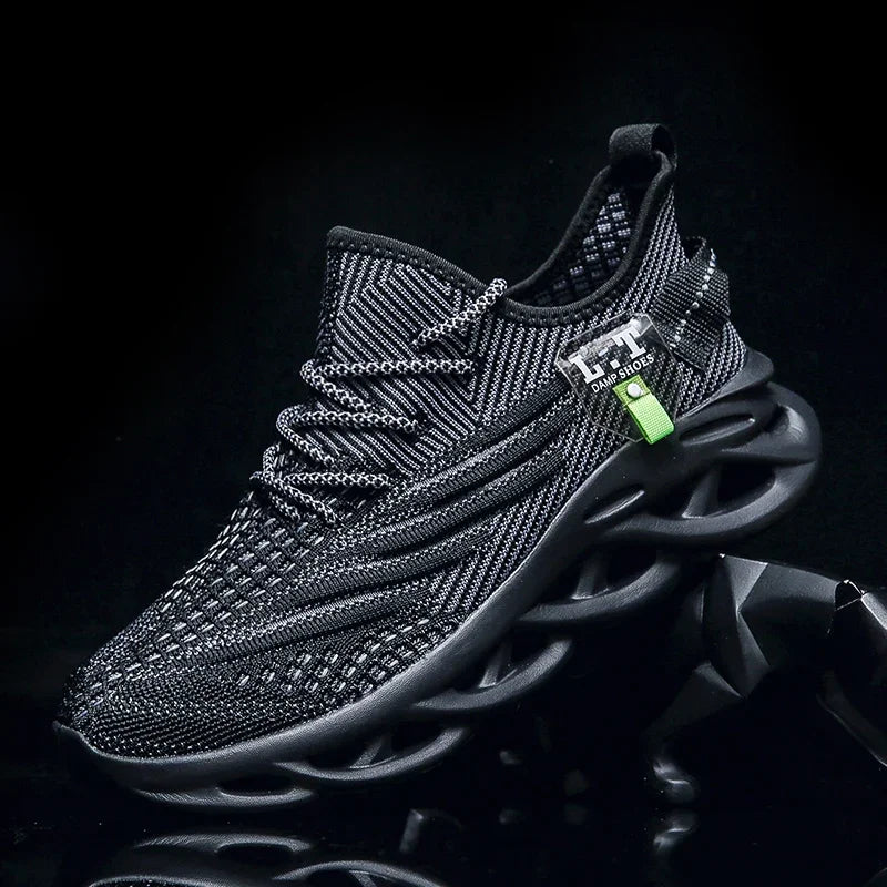 YRZL Herren Sportschuhe Laufen Schwarz Jogging Freizeit Sneaker Outdoor Atmungsaktives Mesh Damen Leichte Stoßdämpfung Schwarz Tennis