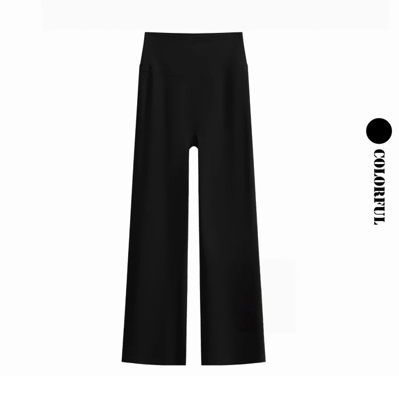 DRUR Damen High Waisted Capri 3/4 Yoga Leggings mit Bauchkontrolle Schlaghose für Fitnessstudio Laufen Tanz Sommer Neu
