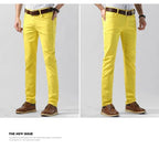 5 Farben Herren Bunte Denim Stretch Stretch Jeans Elastische Gelb Pink Rot Slim Herren Bekleidung Einfache Business Denim Hosen