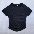 Nahtloses Yoga-Top für Damen Kurzarm Gym Crop Top Leichtgewichtige Yoga-Shirts Fitness-Gym-Shirts Elastische Sport-Shirts