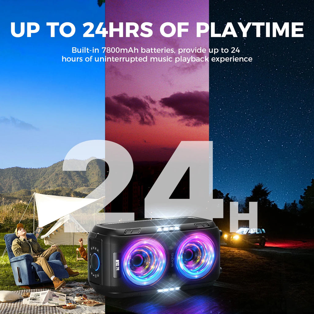 W-KING 250W PEAK Großer Bluetooth Lautsprecher Lauteste/Massive 120dB/12 Custom Bass, V5.3 Big Party Boombox Tragbarer Kabelloser Lautsprecher