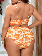 2026 Große Größen Bikinis Bedruckter Bowknot Badeanzug Damen Hohe Taille Bademode Weibliche Badegäste Badebekleidung Schwimmanzug