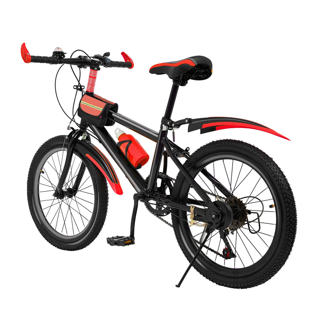 20 Zoll Mountainbike 7 Gänge, Verstellbarer Sattel Kinderfahrrad mit Schutzblechen und Flaschenhalter für Jungen und Mädchen 8-13 Jahre