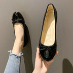 Ballerina Damen Halbschuhe Komfort Rutschfeste Damen Mokassins Leder Flats Elegante Schleife Damen Einzelschuhe