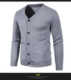 2024 M-5XL Herbst Herren Strickjacke Dünner V-Ausschnitt Basic Elastisch Slim Fit Dünner Pullover Einfarbig Freizeit Vielseitige Jacke