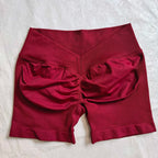 Damen Scrunch Shorts nahtlos V-Rücken Scrunch Booty Shorts Fitness Workout Laufen Yoga Gym Shorts