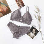 Damen Push-up BH Set Sexy Dessous Geblümte Spitze Kabelloser Bralette Niedriger Bund Höschen Sexy Slips Damen Unterwäsche Intimates