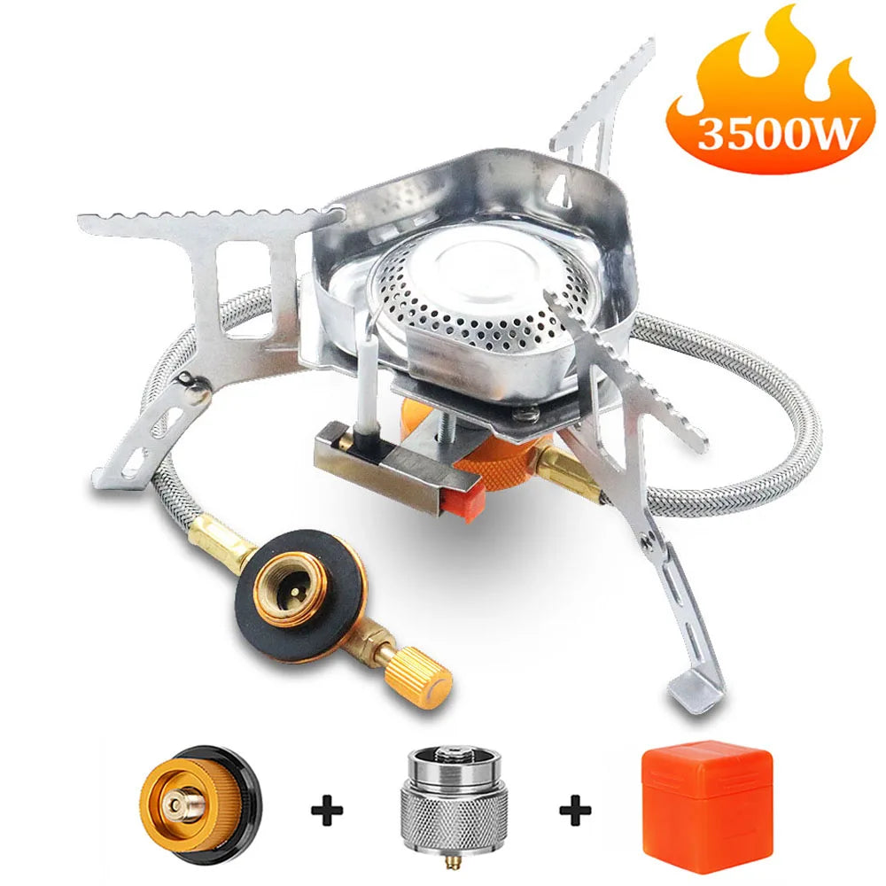 3500W Camping Gaskocher Winddichter Outdoor Gasbrenner Tragbarer klappbarer Split-Touristenkocher für Kochen Wandern Hauptbild
