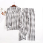Herren-Hausanzüge Langärmelige Hosenanzüge für Herbst und Winter Pyjamas für Herren Flanell Kariertes Design Pyjamas für Herren