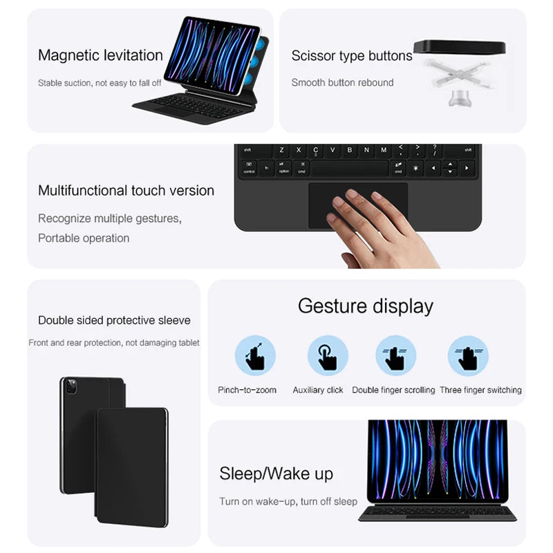 TouchPad Magic Keyboard für iPad Air 11 13 M4 2026 M3 M2 iPad 10 10. Gen. Air 4 5 6 iPad Pro 11 12,9 13'' M5 M4 Smart Cover Hintergrundbeleuchtung