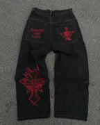 Amerikanische Y2K 2025 Neue weite Baggy Black Jeans Oversized Damen Street Casual Joker Denim-Hose Paar-Jeans Vintage Streetwear