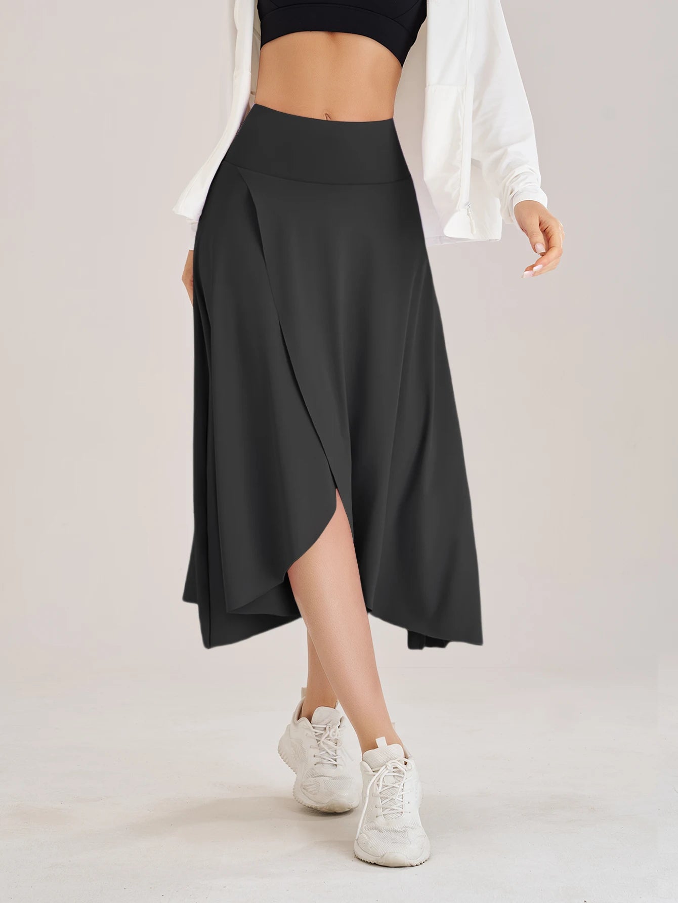 Sommer Damen Golf Tennis Tanz Fitness Lange Röcke Schnell Trocknend Einfarbige Damen Unterfütterung Hohe Taille Lange Röcke Shorts Zweitbild