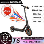 TODIMART T6 ABE E Scooter Mit Straßenzulassung, 30-35 km range, 350-500W brushless motor, dual brakes, and 8.5-inch run-flat tires