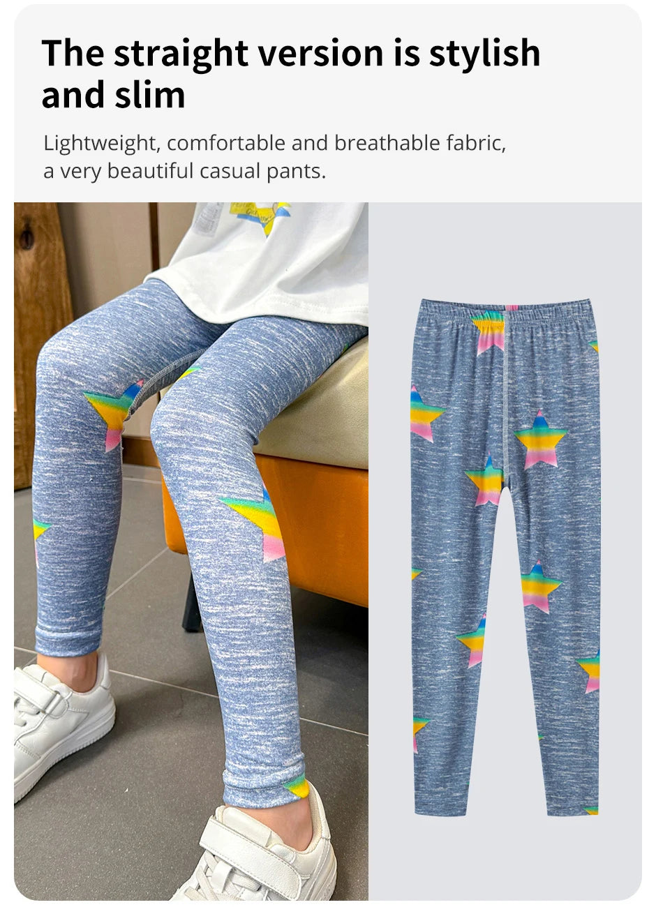 2/4 Stücke Kinder Mix-And-Match Leggings mit Liebes-Aufdruck, Mädchen, lässig, Joker, schmal, 9 Hosen, modische elastische Taille, Valentinstag-Hose