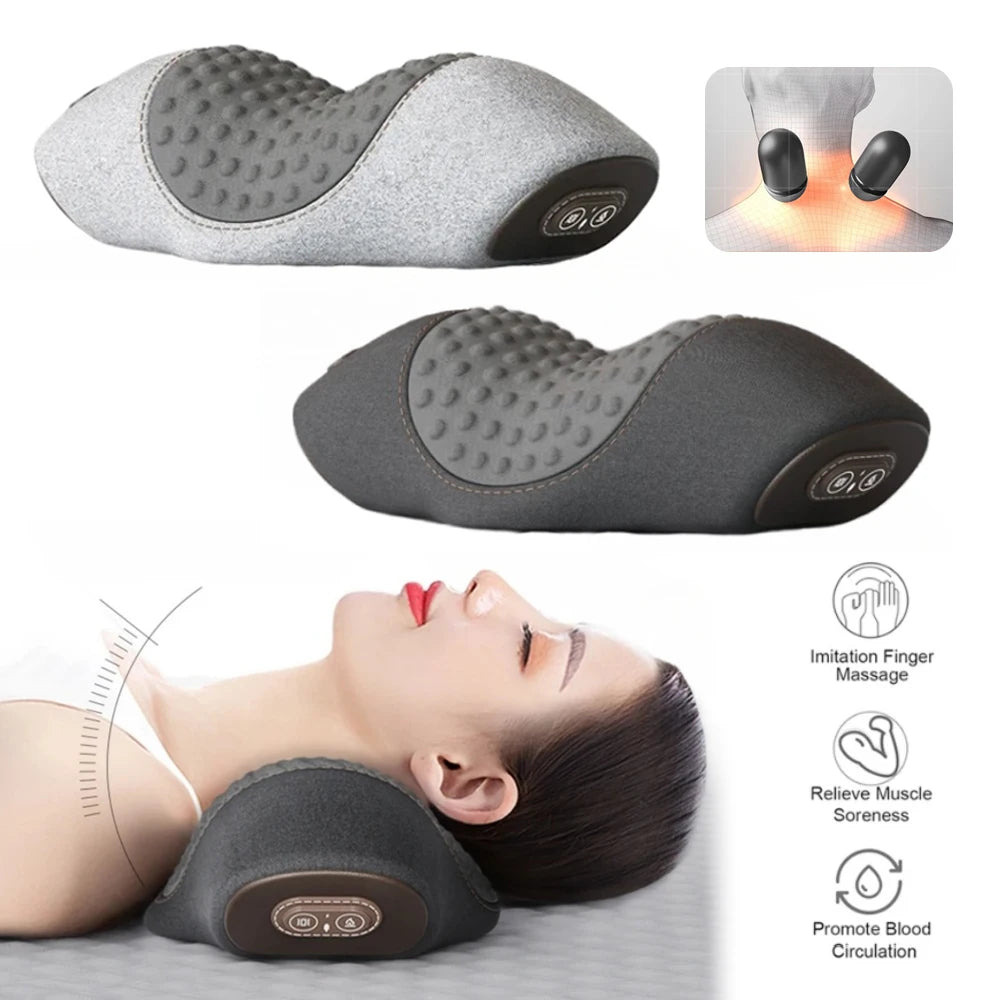 Elektrisches Nackenmassagekissen, zervikales Streckgerät, Heizung, Vibrationsmassage, Rückenextension, orthopädisches Schlafkissen, Stützkissen
