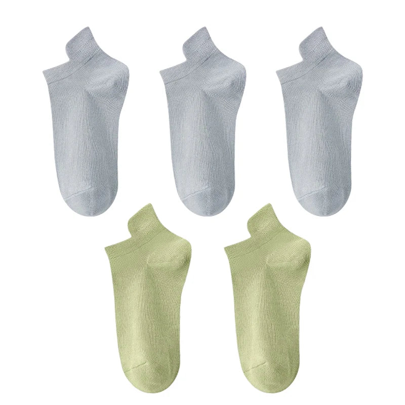 10 Stück=5 Paar Damen Socken Casual Atmungsaktiv Hohe Qualität Knöchelsocken Sommer Low Cut Baumwolle Dünne Kurze Elastische Socken calcetines