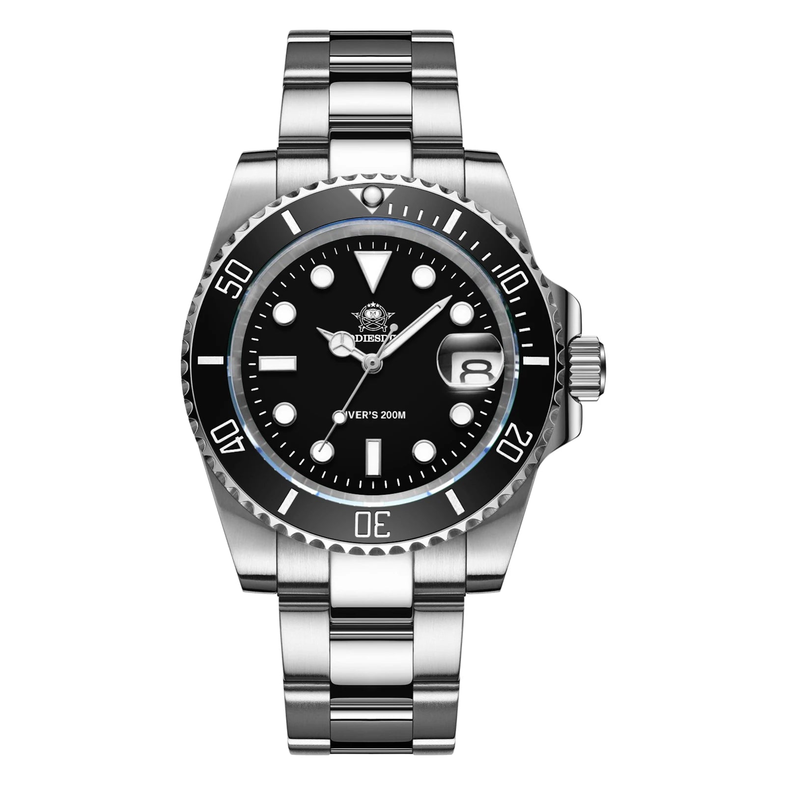 ADDIESDIVE Herren-Uhr klassisch mit Keramiklünette 200m wasserdicht Freizeit Quarz-Uhr BGW9 Blaue Leuchtzeiger Geschenk-Uhr MY-H3-2