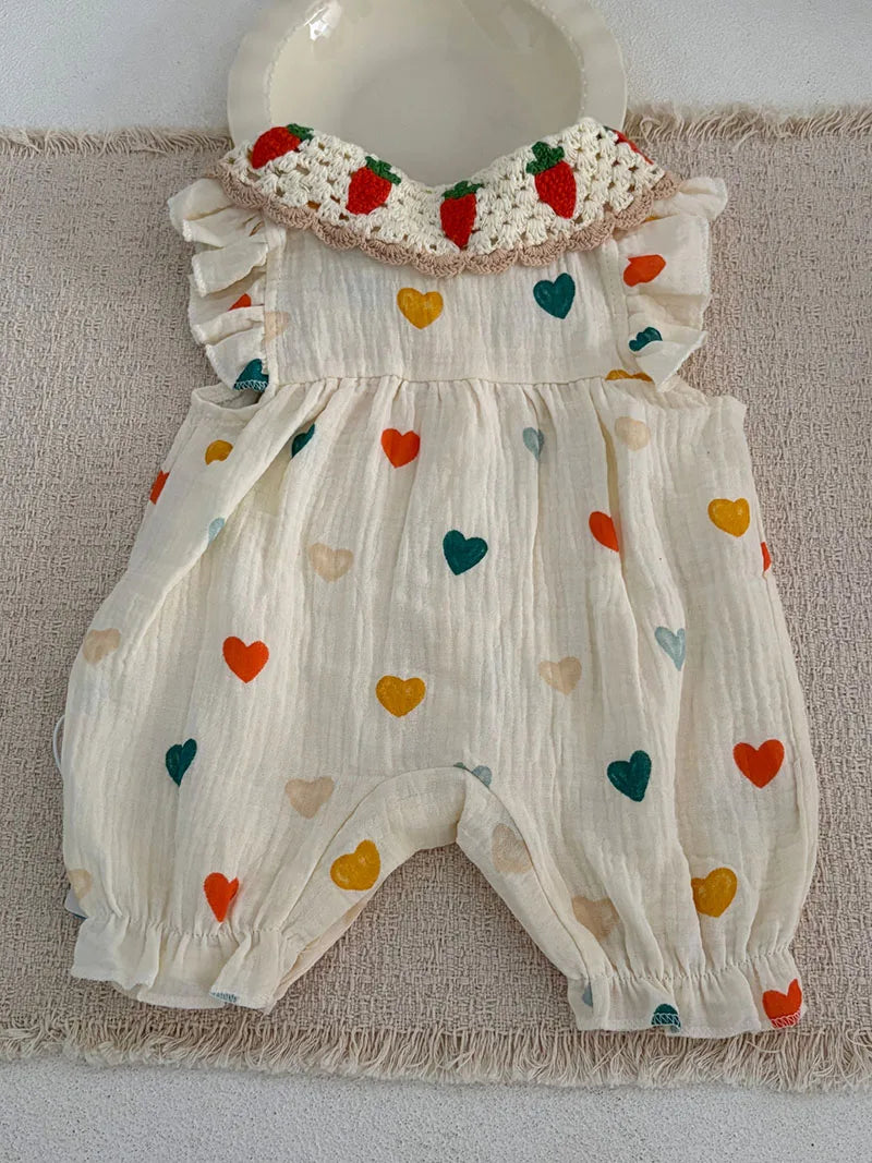 MILANCEL Sommer-Baby-Strampler 0-24M Süßer Liebes-Kleinkind-Overall Dünn Belüftete Babykleidung Karotten-Mädchen Einteiler