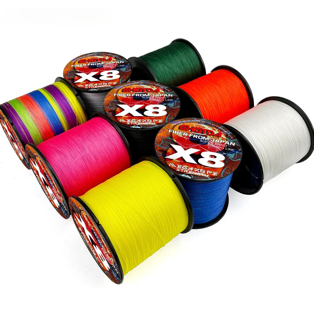 8 Strands Multifilament Angelschnüre Salzwasser Fliegen-Karpfen geflochtene Schnur X8 Spinnköder Angelschnur für Barsch 300m/500m 18lb-78lb