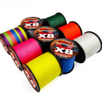 8 Strands Multifilament Angelschnüre Salzwasser Fliegen-Karpfen geflochtene Schnur X8 Spinnköder Angelschnur für Barsch 300m/500m 18lb-78lb