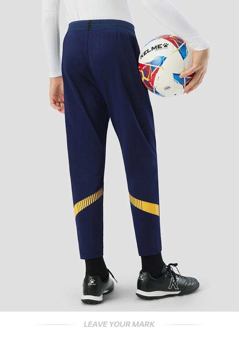 Kelme Kids' Fleece-lined Sports Pants Football Training Pants Casual Fitness Running Pants Warm Windproof Stretch Long Pants