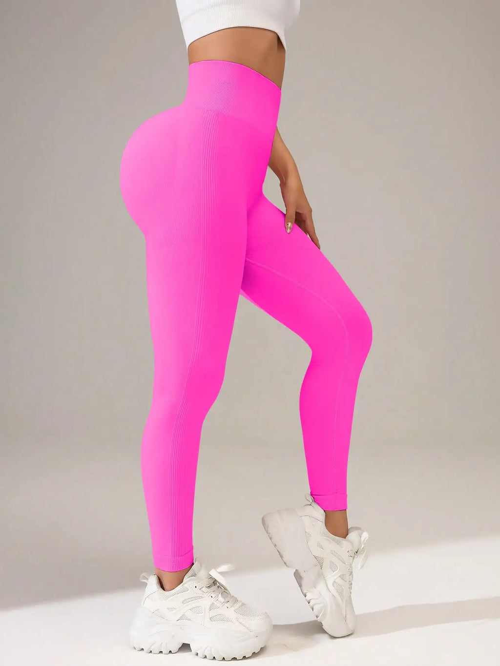 Europäische und amerikanische nahtlose Yoga-Leggings mit Bund-Schriftzug, Po-Lifting, schnelltrocknende, atmungsaktive Damen-Tights für den Sport