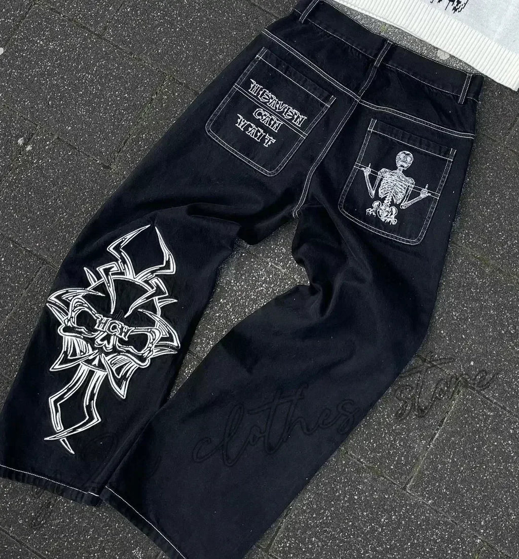 Amerikanische Y2K 2025 Neue weite Baggy Black Jeans Oversized Damen Street Casual Joker Denim-Hose Paar-Jeans Vintage Streetwear
