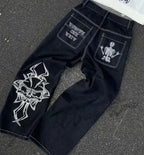 Amerikanische Y2K 2025 Neue weite Baggy Black Jeans Oversized Damen Street Casual Joker Denim-Hose Paar-Jeans Vintage Streetwear