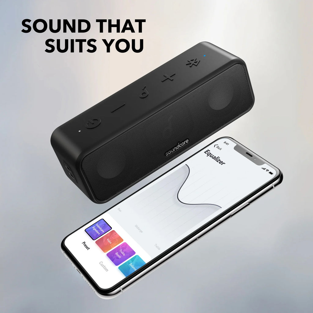 (EU Lager) Soundcore 3 von Anker, Bluetooth 5.0 Lautsprecher, 24 Std. Spielzeit, IPX7 wasserdicht, Stereo-Sound mit Titanmembran, Bas