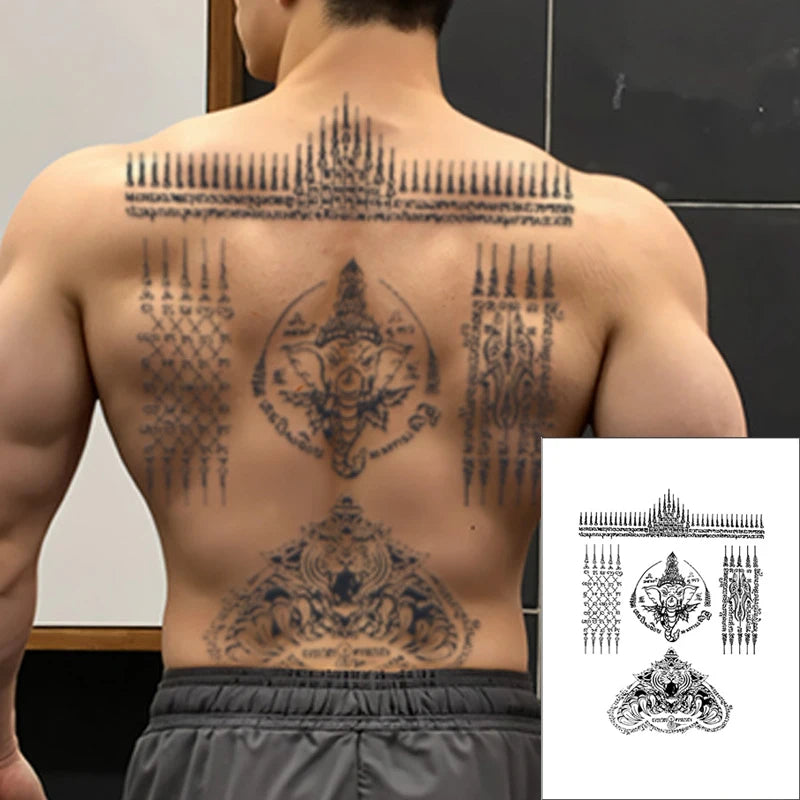 Magic Juice Tinte Wasserdichte Tattoo Aufkleber Große Größe Kräutersaft Temporäre Tattoos Männer Body Art Drache Tiger