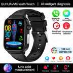 2025 Neue KI-Diagnose Blutfette Harnsäure Körperzusammensetzung Test Smartwatch für Herren EKG+PPG Bluetooth Anruf Gesundheits-Smartwatch
