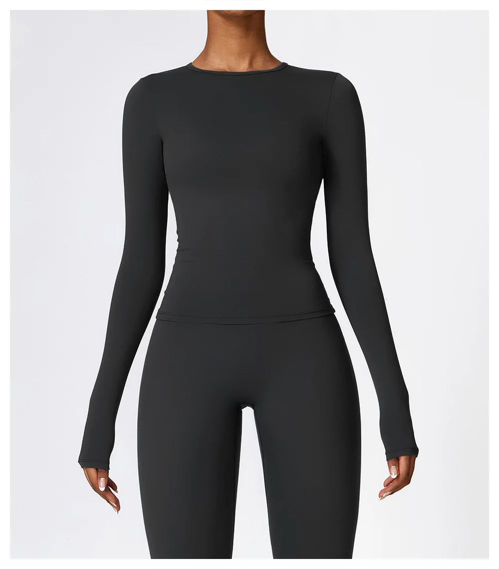 NCLAGEN Yoga-Shirts für Damen, Langarm, Winter, Fitness, Laufen, Gym-Kleidung, Workout, Dry Fit, atmungsaktiv, hochelastisches Sport-Oberteil