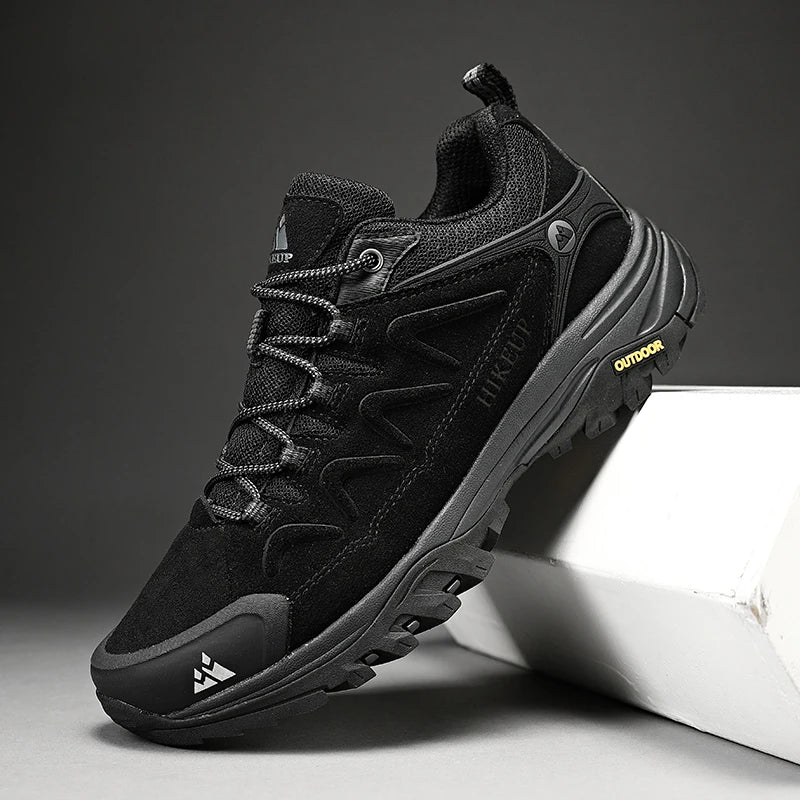 HIKEUP Leder Herrenschuhe für Herren Freizeitschuhe Mode Wasserdicht Winter Luxus Designer Marke Arbeitsstiefel Herren Rutschfeste Sneaker